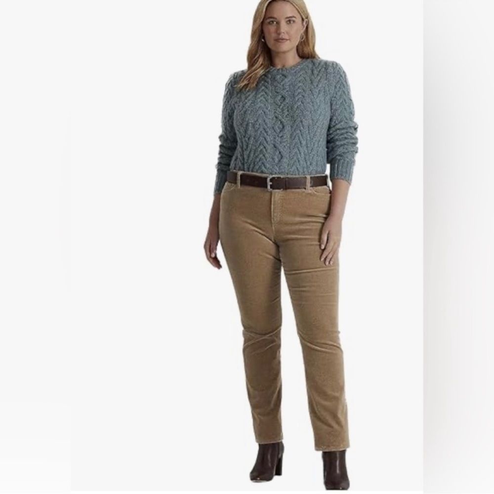 Lauren Ralph Mid-Rise Corduroy Stretch Pant Truffle